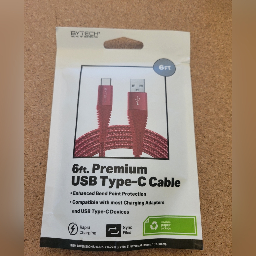 Bytech 6ft. Premium USB Type-C Cable Reddishpink